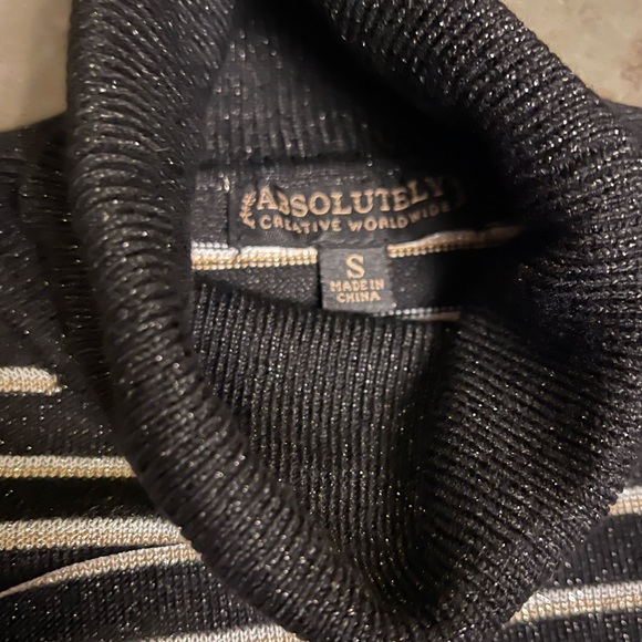 NWOT Cropped Striped Sparkly Turtleneck Sweater - Picture 2 of 2